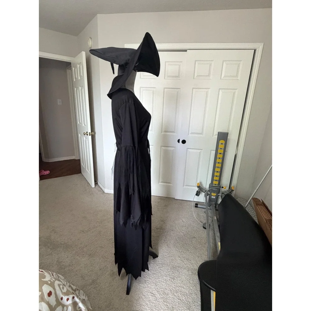 Spirit Halloween Cleaned Gothic Witch Costume Dress Hat Belt Set Black M/L 10-14 - Picture 5 of 7